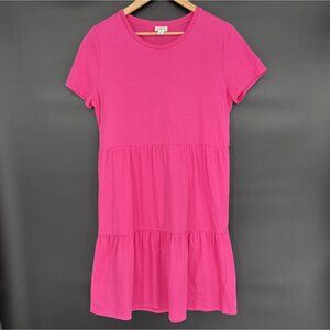 J.Crew Women's Pink Tiered Cotton T-Shirt Dress Size S 100% Cotton Preppy Spring